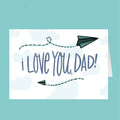 Card with 'I Love You, Dad!' text on a light blue background