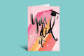 Greeting card with 'You did it!' text on a colorful background