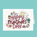 Mother's Day card with decorative elements on a teal background