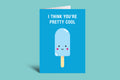 Greeting card with a popsicle illustration and text on a green background