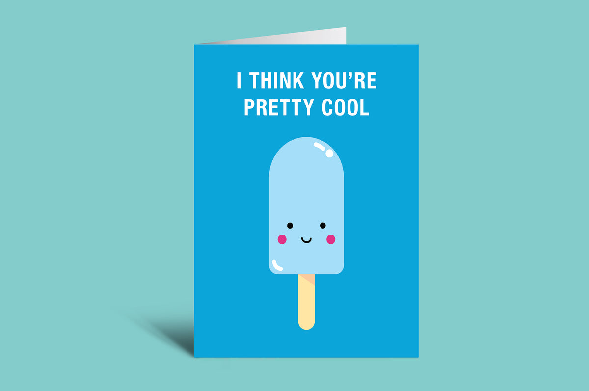 Greeting card with a popsicle illustration and text on a green background