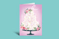 Greeting card with floral design and 'Love' text on a pink background