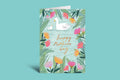 Greeting card with floral design and 'Happy Mother's Day' text on a green background