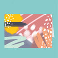 Colorful abstract design on a teal background