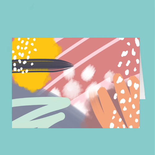 Colorful abstract design on a teal background