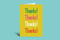 Yellow card with 'Thanks!' text in different colors on a light green background