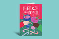 Greeting card with 'Merry and Bright' text and festive design on a green background