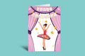 Birthday card with a ballerina design on a teal background