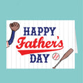 Father's Day card with a baseball theme on a teal background