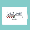 Card with 'Christmas Loading' text and Christmas tree design on a teal background
