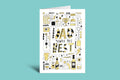Greeting card with 'Dad, you're the best' text and various icons on a green background
